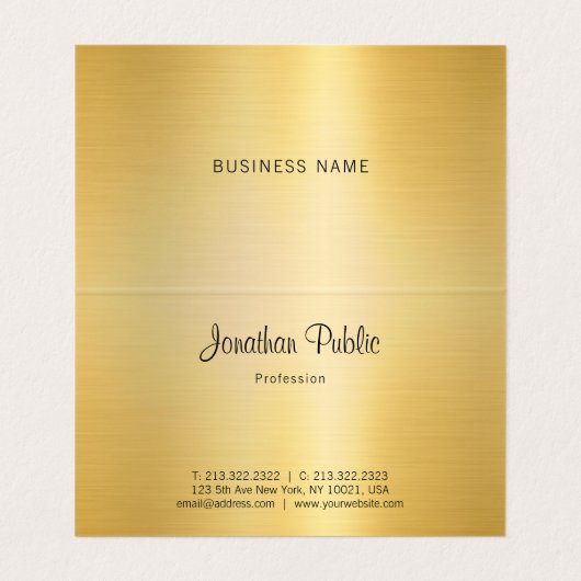 Carte De Visite Modèle Calligraphie Faux Gold Modern Professional (Intérieur déplié)