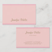 Carte De Visite Modèle Calligraphié moderne Pink Gold Script (Devant / Derrière)