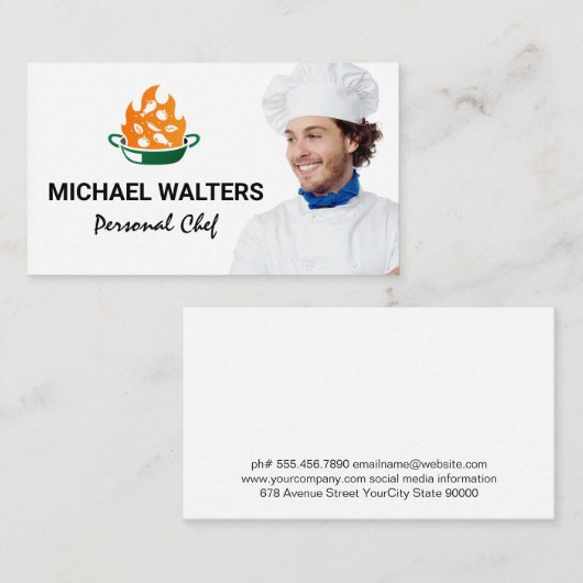 Carte De Visite Modèle Chef | Pot brûlant avec nourriture (Devant / Derrière)