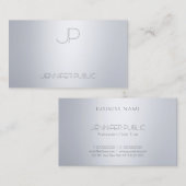 Carte De Visite Modèle chic de monogramme argenté moderne élégant (Devant / Derrière)