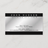 Carte De Visite Modèle commercial élégant moderne argent et noir (Dos)