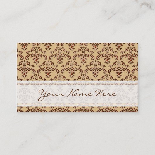 Carte De Visite Modèle Damas Brown & Beige (Devant)