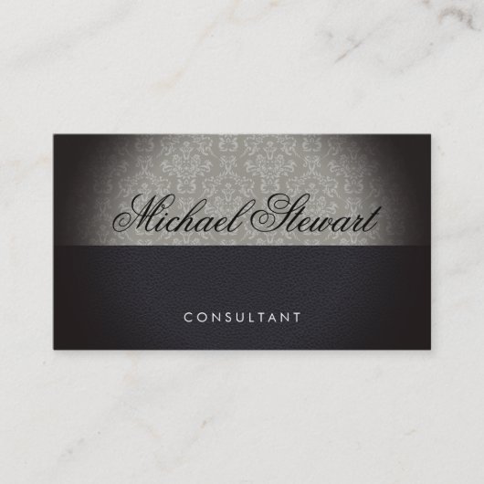 Carte De Visite Modèle Damas classique cuir noir (Devant)