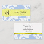 Carte De Visite Modèle Damas, Damas bleu, Damas français (Devant / Derrière)