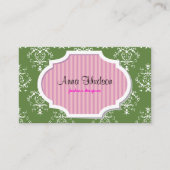 Carte De Visite Modèle Damask, Damask vert, Damask français (Devant)