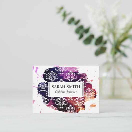 Carte De Visite Modèle Damask élégant expressif (Debout devant)