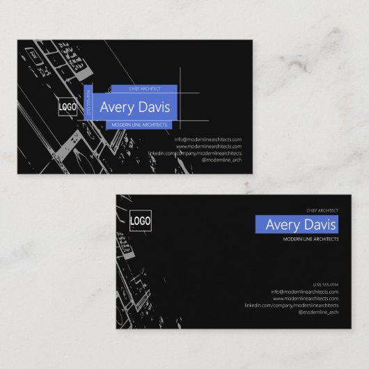 Carte De Visite Modèle d'architecture moderne à deux faces (Devant / Derrière)