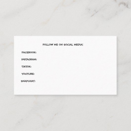 CARTE DE VISITE MODÈLE DE BASE POUR DJ W LINKS (Dos)