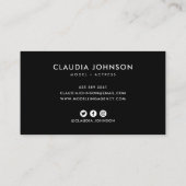 Carte De Visite Modèle de cadre noir moderne acteur modèle chanteu (Dos)