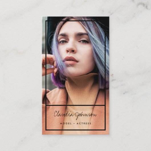 Carte De Visite Modèle de cadre noir moderne acteur modèle chanteu (Devant)