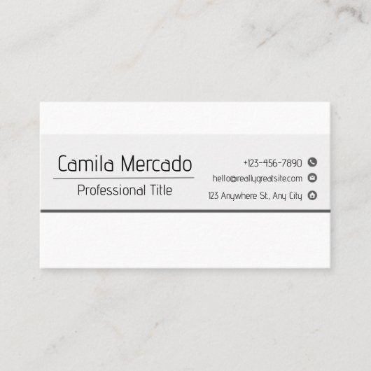 Carte De Visite Modèle de cadre simple gris blanc (Devant)