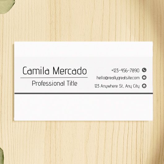 Carte De Visite Modèle de cadre simple gris blanc