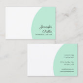 Carte De Visite Modèle de calligraphie moderne personnalisé Mint v (Devant / Derrière)