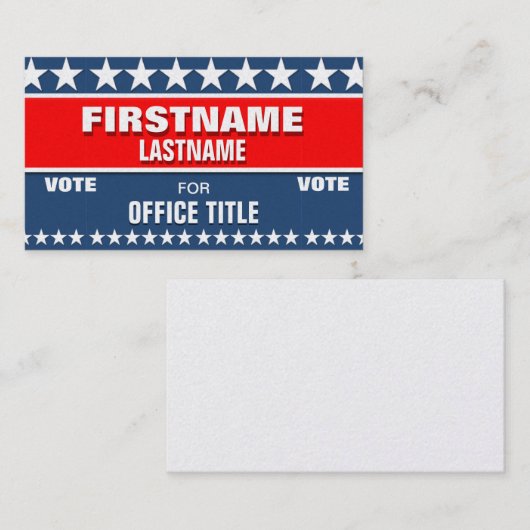 Carte De Visite Modèle de campagne politique (Devant / Derrière)