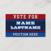 Carte de visite Modèle de campagne politique perso (Devant)