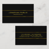 Carte De Visite Modèle de charme moderne Elégant Nom Or Noir (Devant / Derrière)