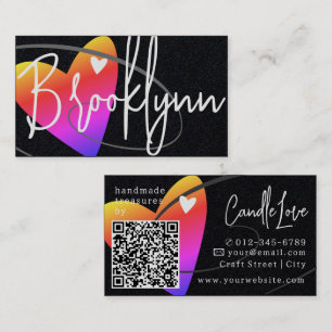 Carte De Visite Modèle de code QR arc-en-ciel fait avec amour pour