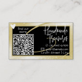 Carte De Visite Modèle de code QR Cadre doré clair élégant Cœur (Dos)