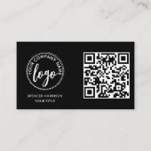 Carte De Visite Modèle de code QR de logo noir moderne (Devant)