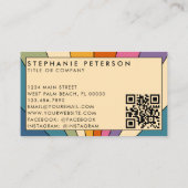 Carte De Visite Modèle de code QR de logo personnalisé Retro Rainb (Dos)
