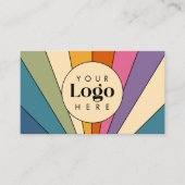 Carte De Visite Modèle de code QR de logo personnalisé Retro Rainb (Devant)