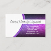 Carte De Visite Modèle de code QR de Parties scintillant violet pr (Dos)