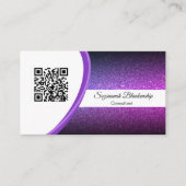 Carte De Visite Modèle de code QR de Parties scintillant violet pr (Devant)