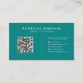Carte De Visite Modèle de code QR élégant vert sarcelle et beige c (Dos)
