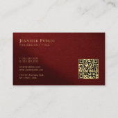 Carte De Visite Modèle de code QR personnalisé de script de typogr (Dos)