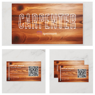 Carte De Visite Modèle de code QR professionnel de charpentier