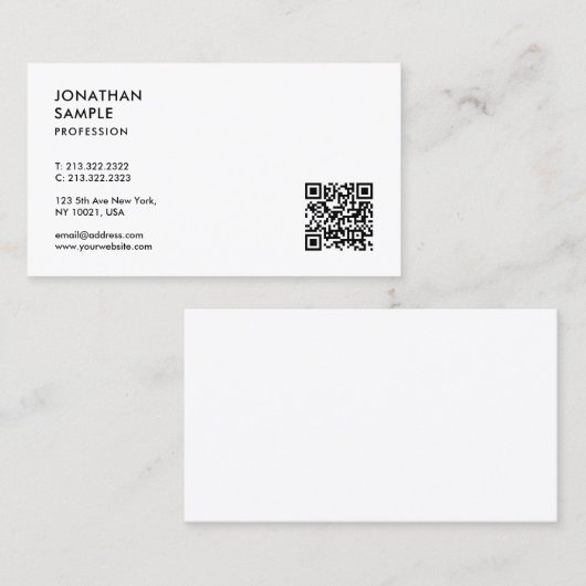 Carte De Visite Modèle de code QR professionnel moderne et élégant (Devant / Derrière)