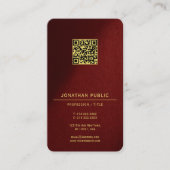 Carte De Visite Modèle de code QR professionnel texte or Luxueux (Devant)