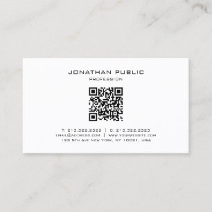 Carte De Visite Modèle de code QR simple élégant moderne