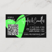 Carte De Visite Modèle de code QR Stylé Cœur Vert Fait Main (Dos)