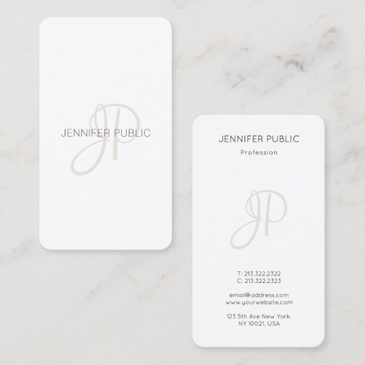 Carte De Visite Modèle de conception de monogrammes élégants perso (Devant / Derrière)