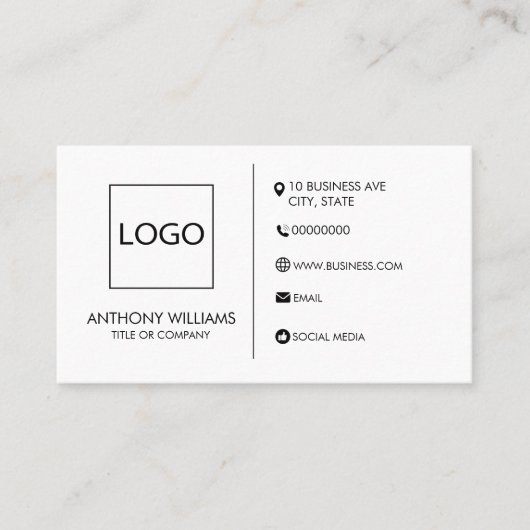 Carte De Visite Modèle de conception générique en blanc clair (Devant)