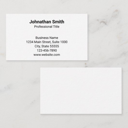 Carte De Visite Modèle de conception générique simple en blanc (Devant / Derrière)