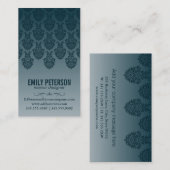 Carte De Visite Modèle de Damas (bleu profond) (Devant / Derrière)