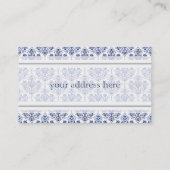 Carte De Visite Modèle de damas fleuri - bleu (Dos)