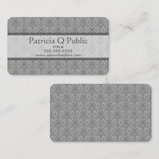 Carte De Visite Modèle de Damas gris (Devant / Derrière)