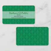 Carte De Visite Modèle de Damas vert (Devant / Derrière)