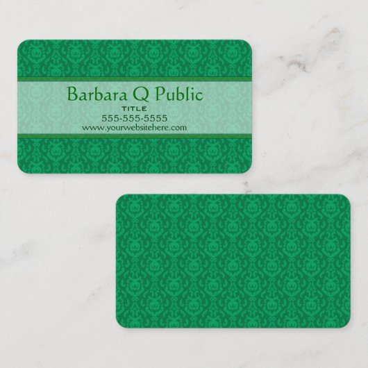 Carte De Visite Modèle de Damas vert (Devant / Derrière)