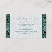 Carte De Visite Modèle De Dentelle Orné Vert Et Noir Paisley (Dos)