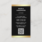 Carte De Visite Modèle de feuille d'or bleu Actrice Code QR Photo (Dos)