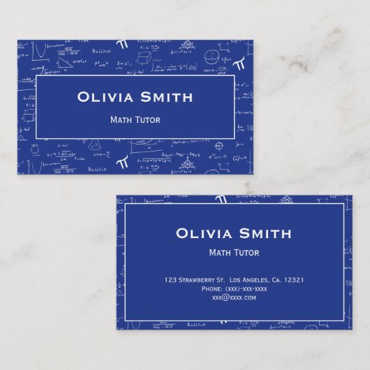 Carte De Visite Modèle de formule de professeur de mathématiques b (Devant / Derrière)
