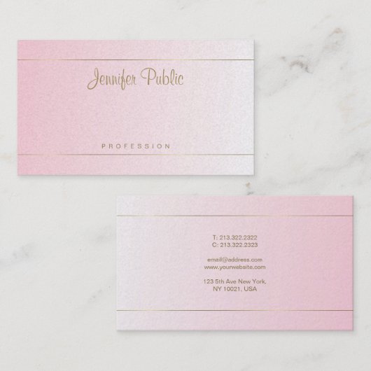 Carte De Visite Modèle de glamour à la main moderne (Devant / Derrière)