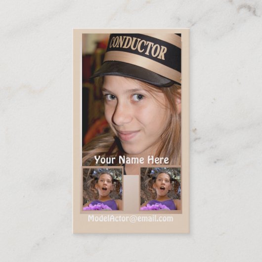 Carte de visite modèle de Headshot d'acteur (Devant)