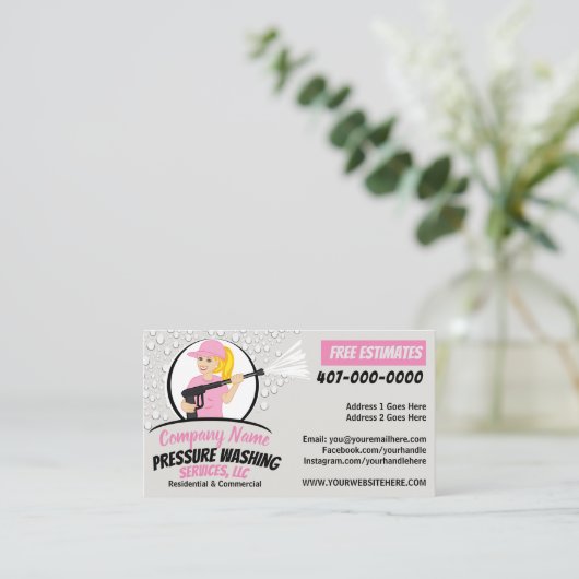 Carte De Visite Modèle de la femme laveuse de puissance de pressio (Debout devant)