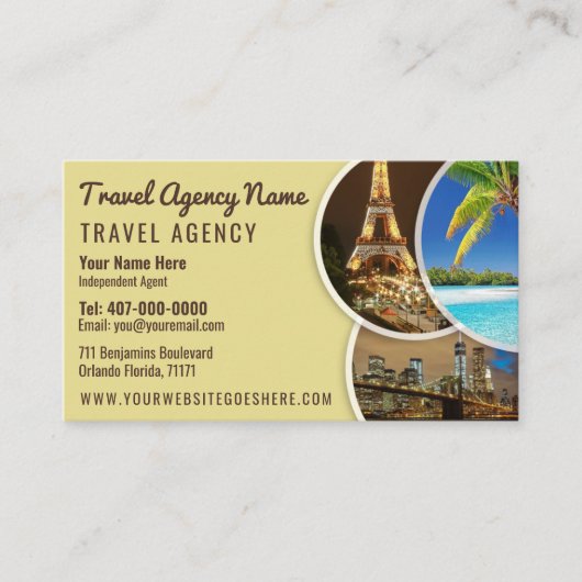 Carte de visite Modèle de l'agent de voyage (Devant)