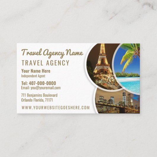 Carte de visite Modèle de l'agent de voyage (Devant)